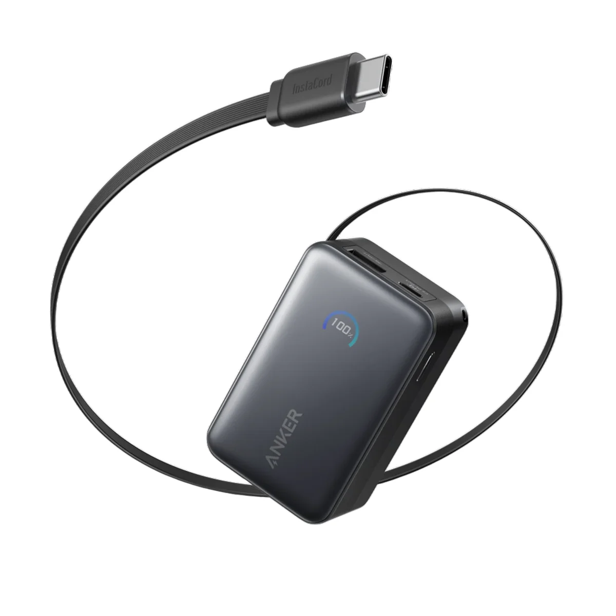 Anker Nano Power Bank 10000mAh with Built-in Retractable USB-C Cable 45W Black