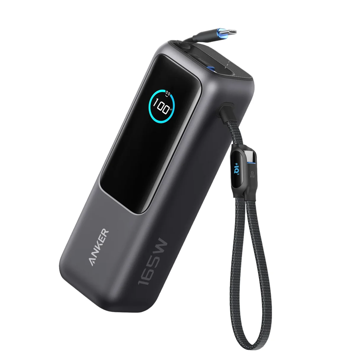 Anker Power Bank 25000mAh Built-In and Retractable Cables 165W Black