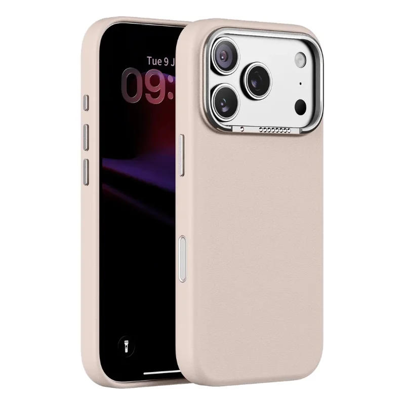 Green Lion Cortina PU Leather MagSafe Case for iPhone 18 Pro,18 Pro Max with Metal Buttons & Ultra-Lightweight Shell Beige