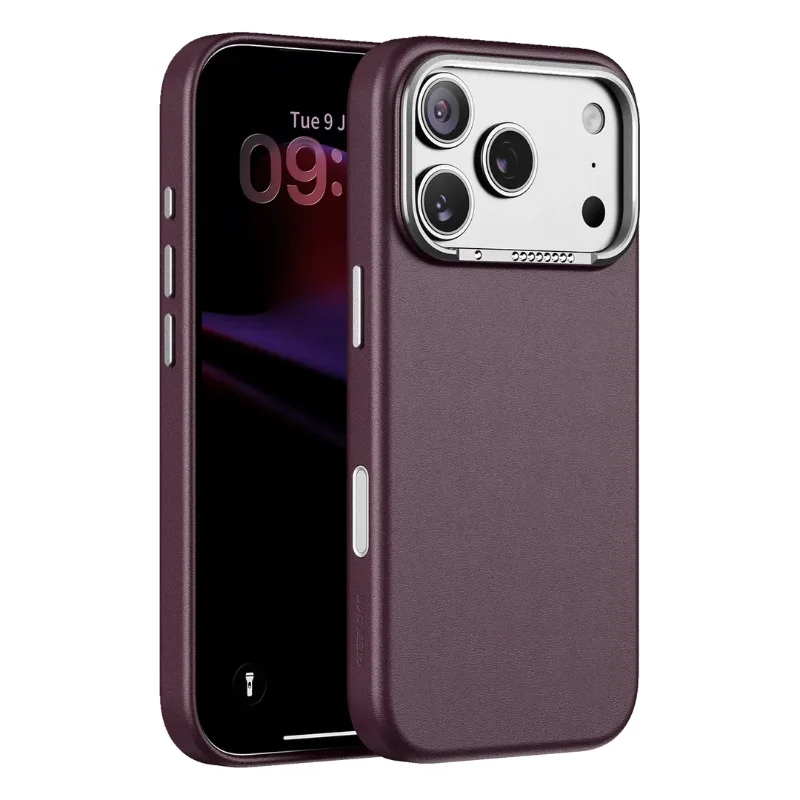 Green Lion Cortina PU Leather MagSafe Case for iPhone 18 Pro,18 Pro Max with Metal Buttons & Ultra-Lightweight Shell Burgundy
