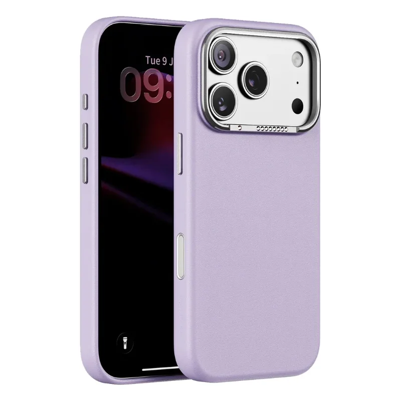Green Lion Cortina PU Leather MagSafe Case for iPhone 18 Pro,18 Pro Max with Metal Buttons & Ultra-Lightweight Shell Light Purple