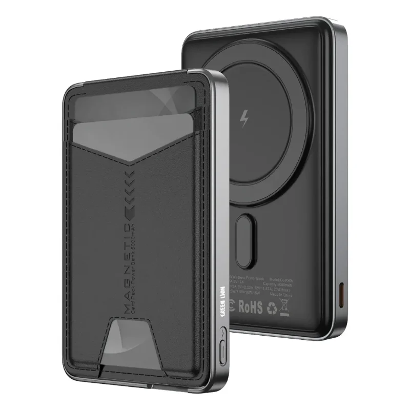 Green Lion Mag Mate 5000mAh Power Bank with Card Holder Black
