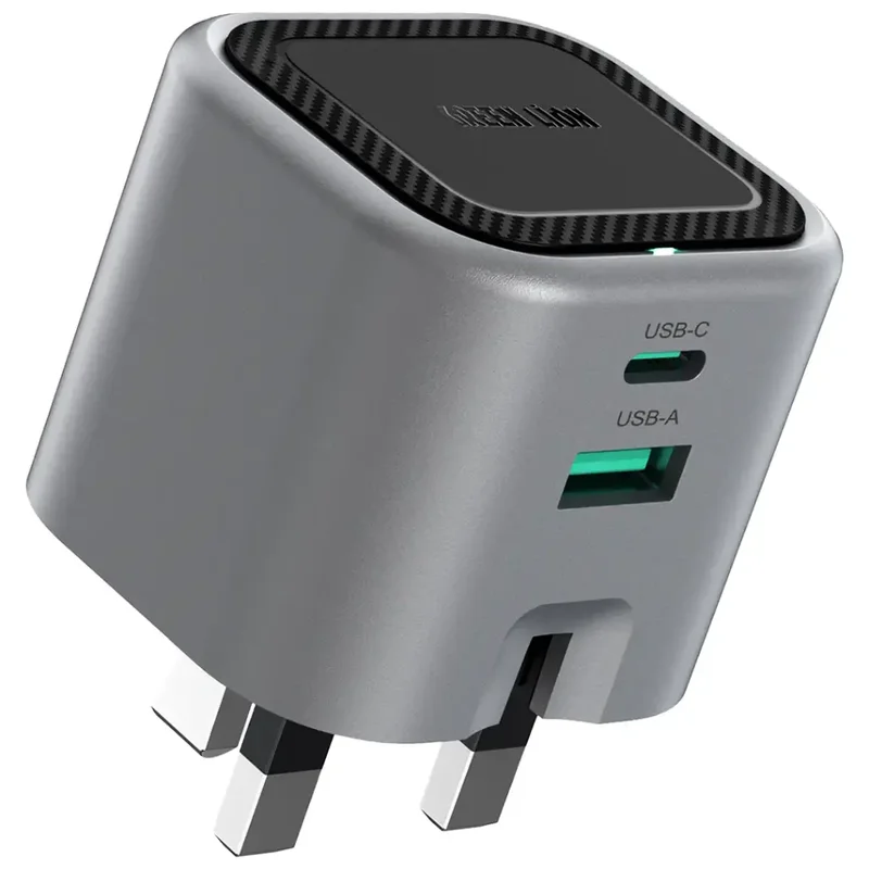 Green Lion Premium Series UK Plug Wall Charger - 2 Port, PD 35W, C to C Cable