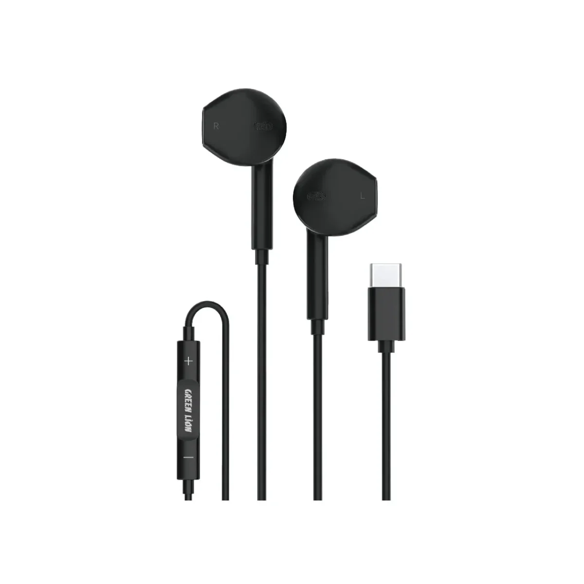 Green Lion Stereo Earphones with Type-C Connector Black