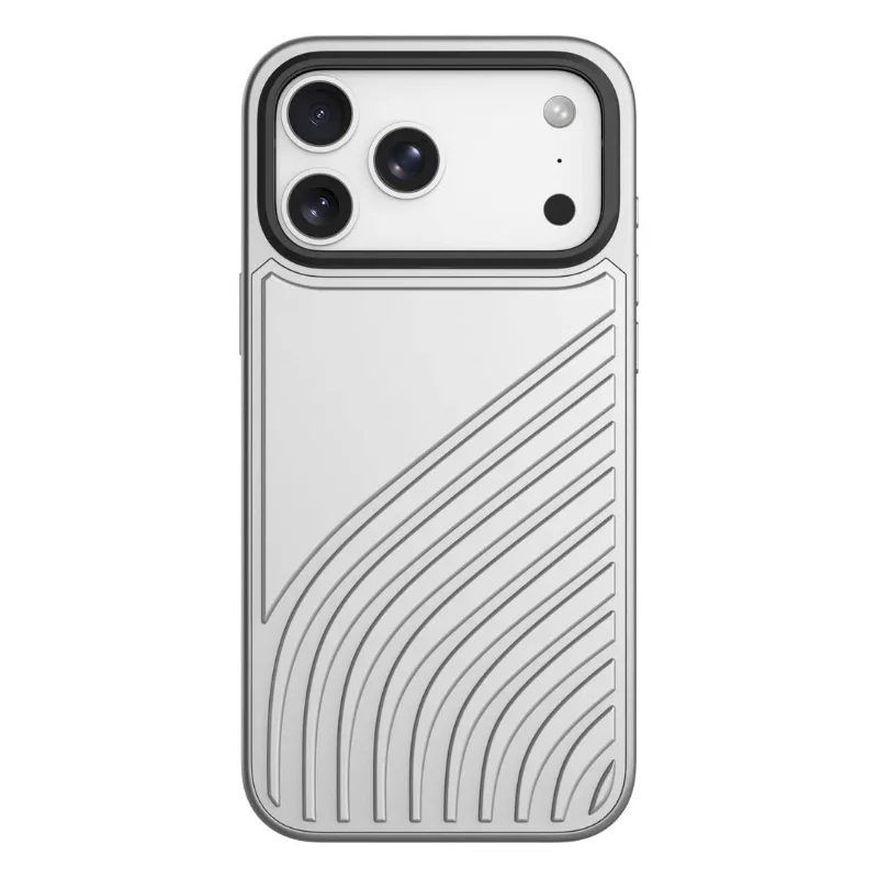 Levelo Arc MagSafe Leather Case for iPhone 18 Pro Silver