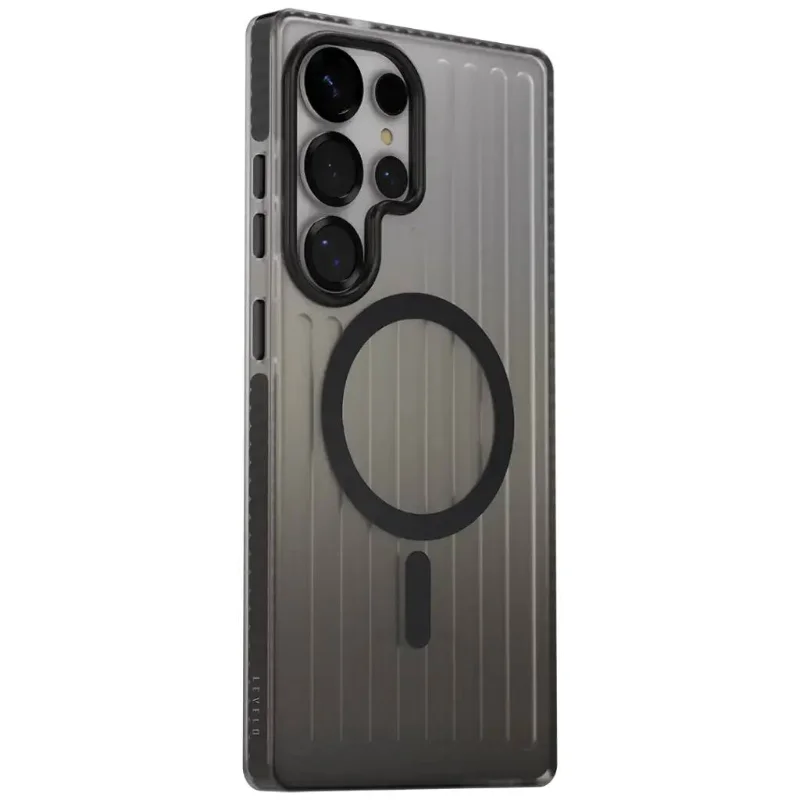 Levelo Cabon MagSafe Case for Samsung S26 Ultra Smokey Black