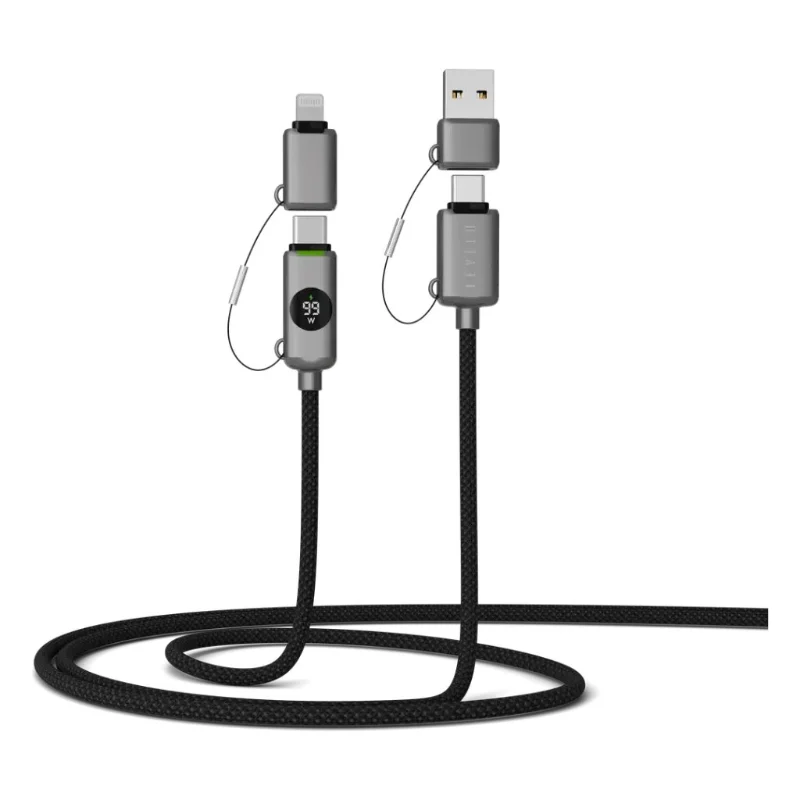 Levelo Edinburgh Smart Charge & Sync Cable 4-in-1 Multi-functional Gray