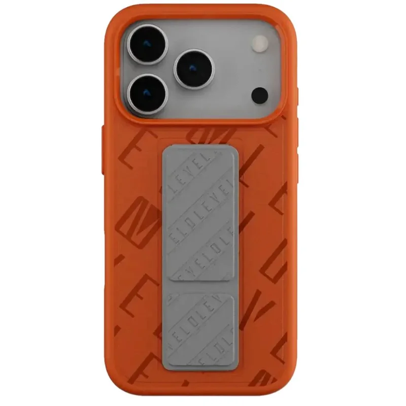 Levelo Morphix Vallo with Faux Leather Gripstand Case for iPhone 17 Pro Sunrise Storm
