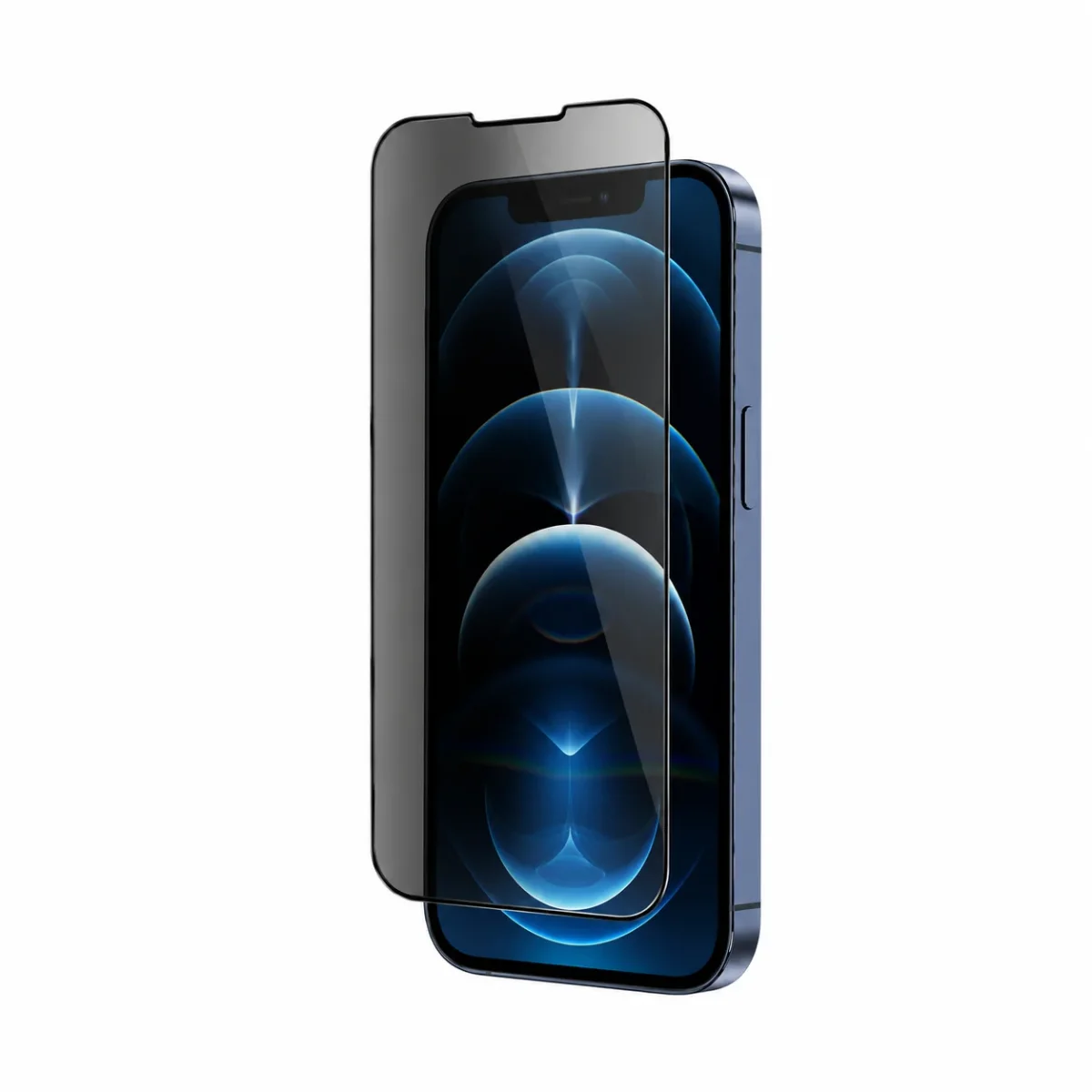 Levelo Privacy Black-Edition Silicone Edge Tempered Screen Protector for iPhone 12 Pro Privacy