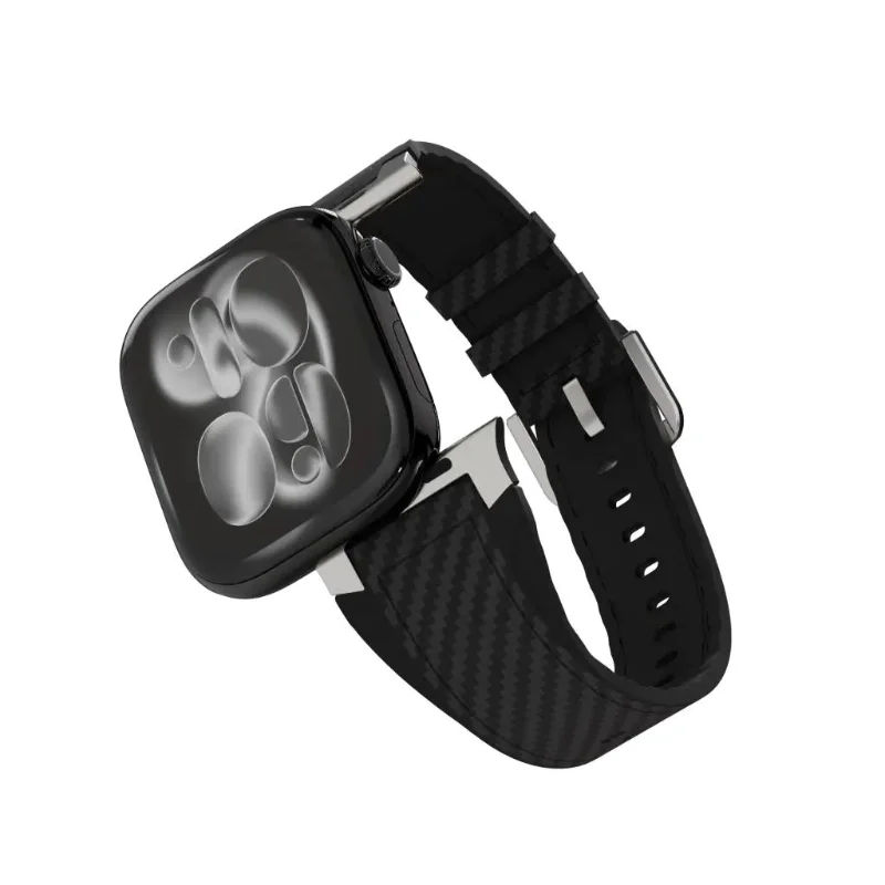 Levelo Toray Silicone & Leather Watch Strap Black