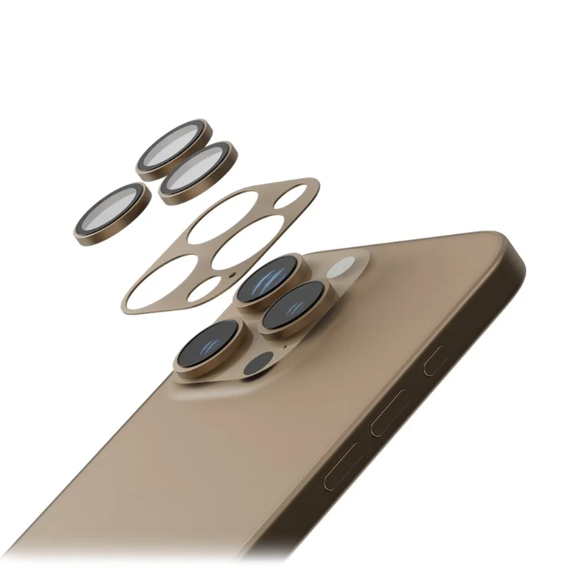 Levelo Trio Pro Camera Lens Protector for iPhone 16 Pro Desert Rose