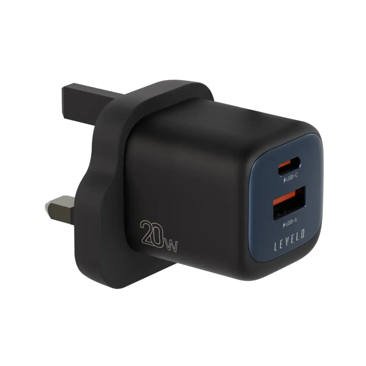 Levelo Vero GaN Dual Port Adapter PD 20W Black & Blue