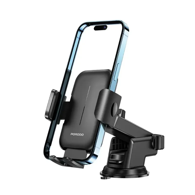 Porodo Adjustable Clamps Dash & Windshield Mount Black