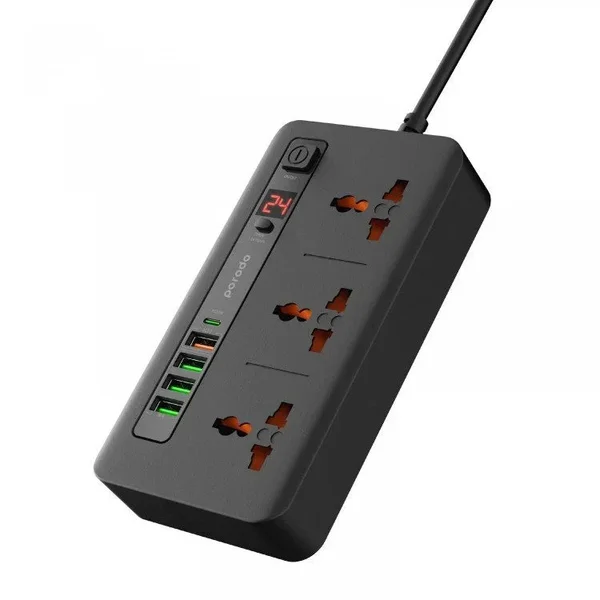 Porodo Multi-Port Power HUB 4 USB-A/USB-C Ultimate Home & Office Kit 2M Black