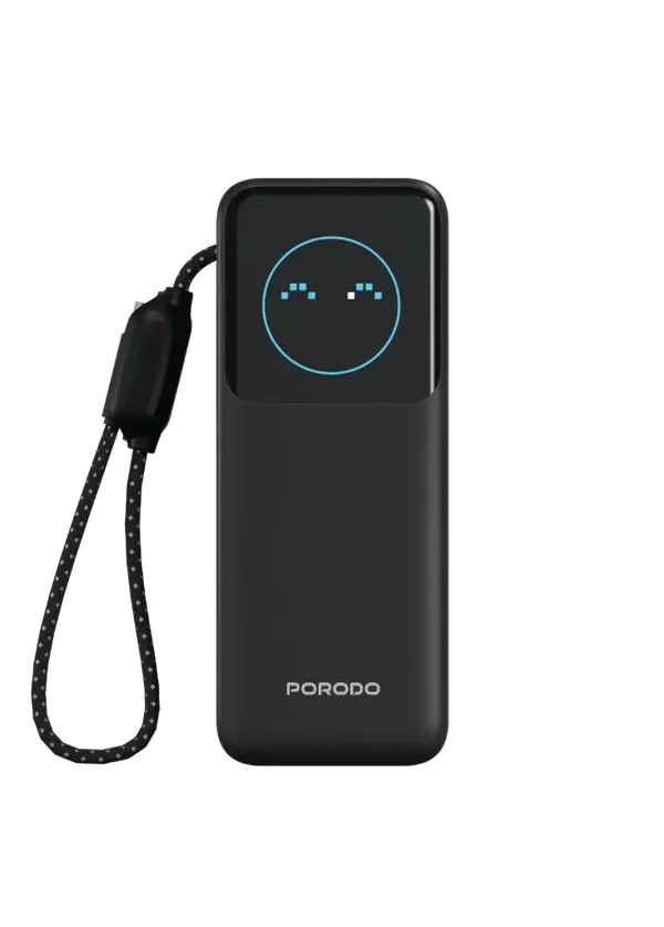 Porodo POLO II 20000mAh POWER BANK Built-in USB-C Cables Black