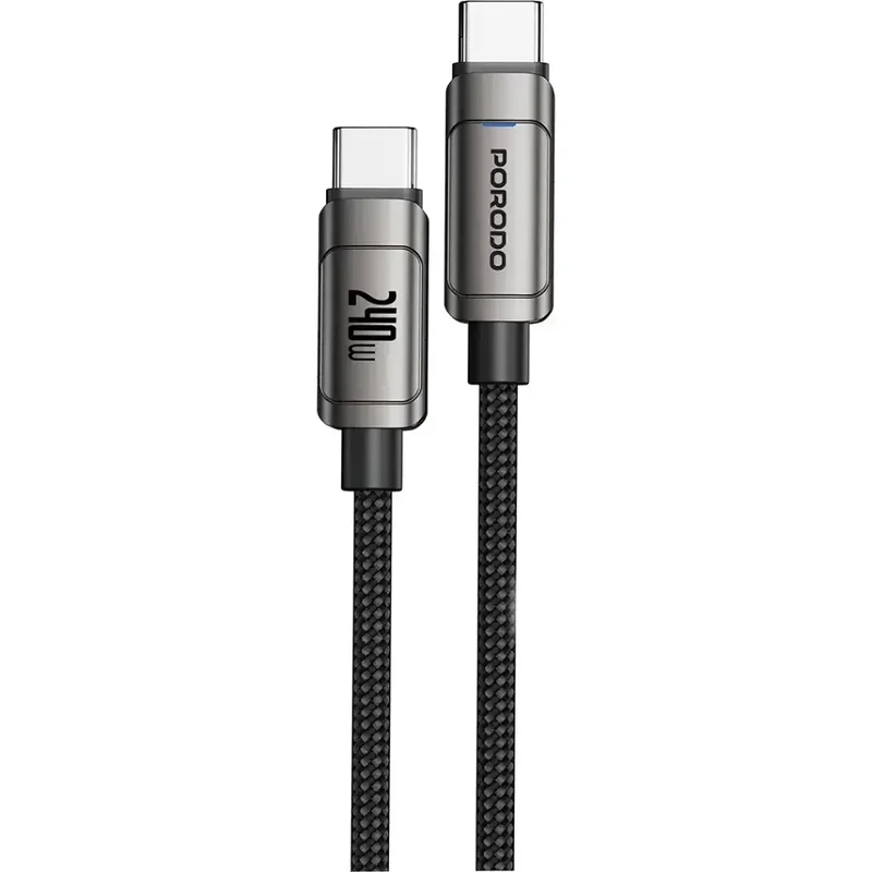 Porodo PowerSync 240W High-Speed USB-C Cable Gray