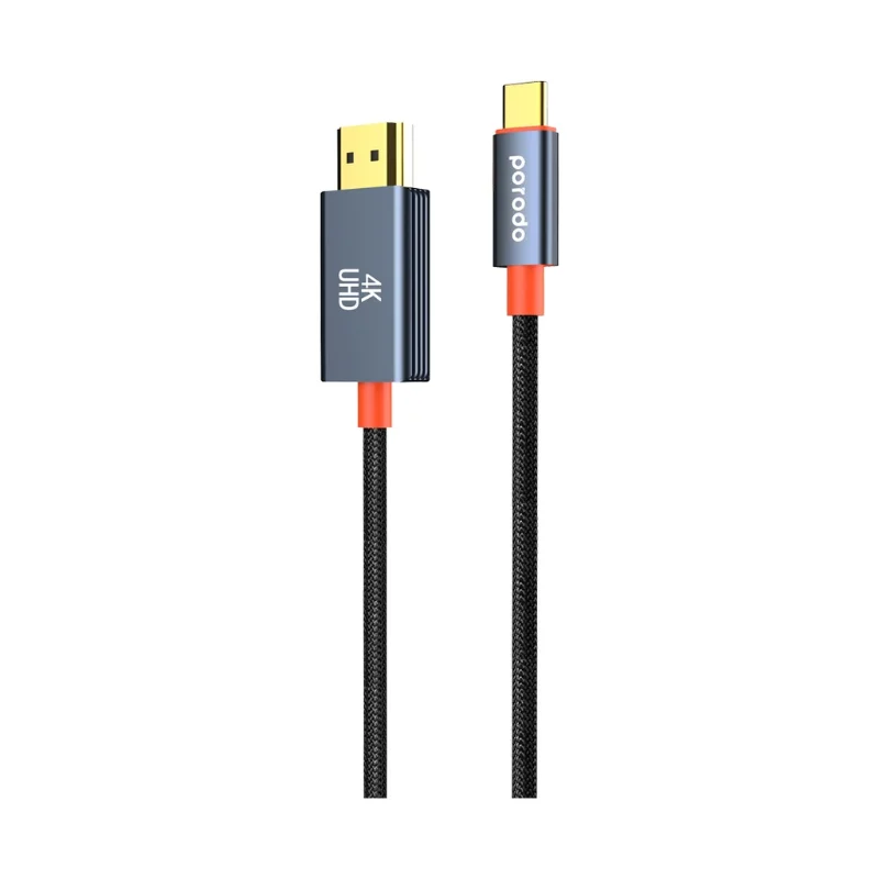 Porodo Woven Type-C to HDMI 2m Cable Black