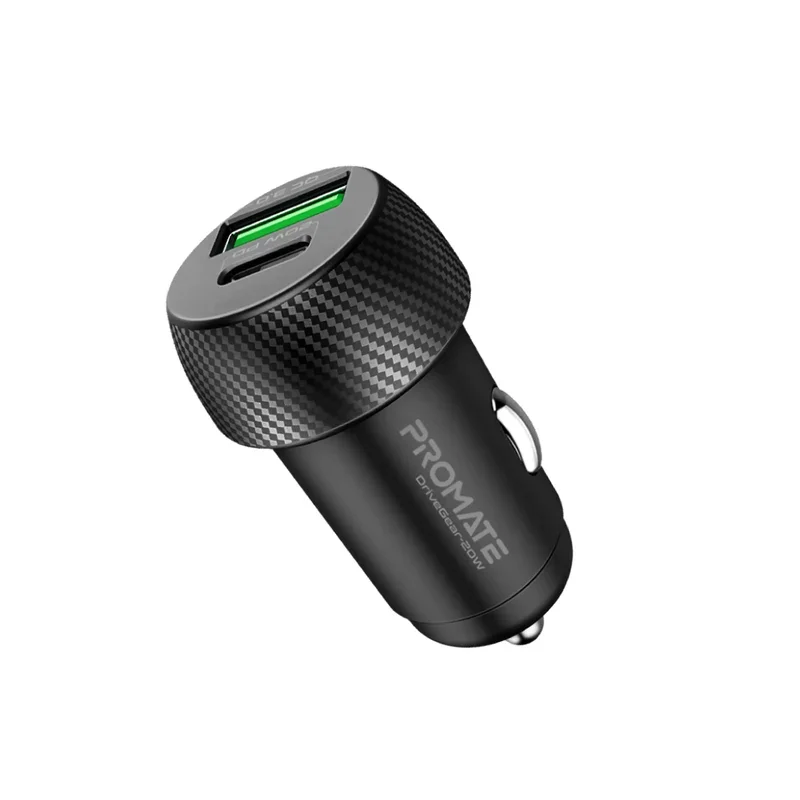 Promate DriveGear-20W 20W Quick Charging Mini Car Charger Black