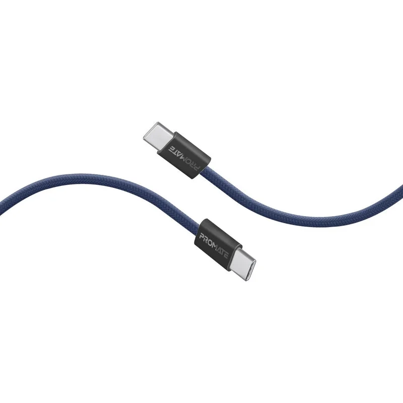 Promate EcoLine-CC120 Ultra-Fast 60W Power Delivery USB-C to USB-C Cable Navy