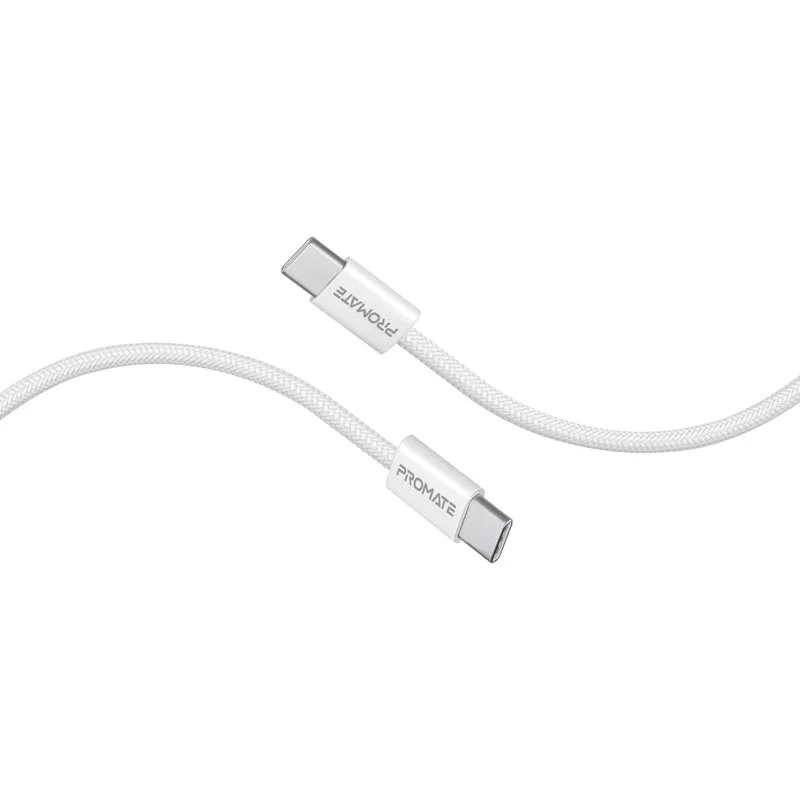 Promate EcoLine-CC120 Ultra-Fast 60W Power Delivery USB-C to USB-C Cable White