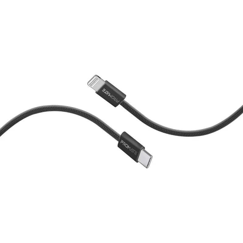 Promate EcoLine-Ci120 27W Super-Fast USB-C to Lightning Cable Black
