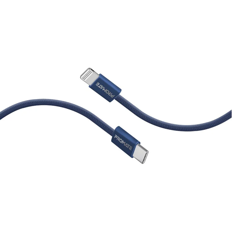Promate EcoLine-Ci120 27W Super-Fast USB-C to Lightning Cable Navy