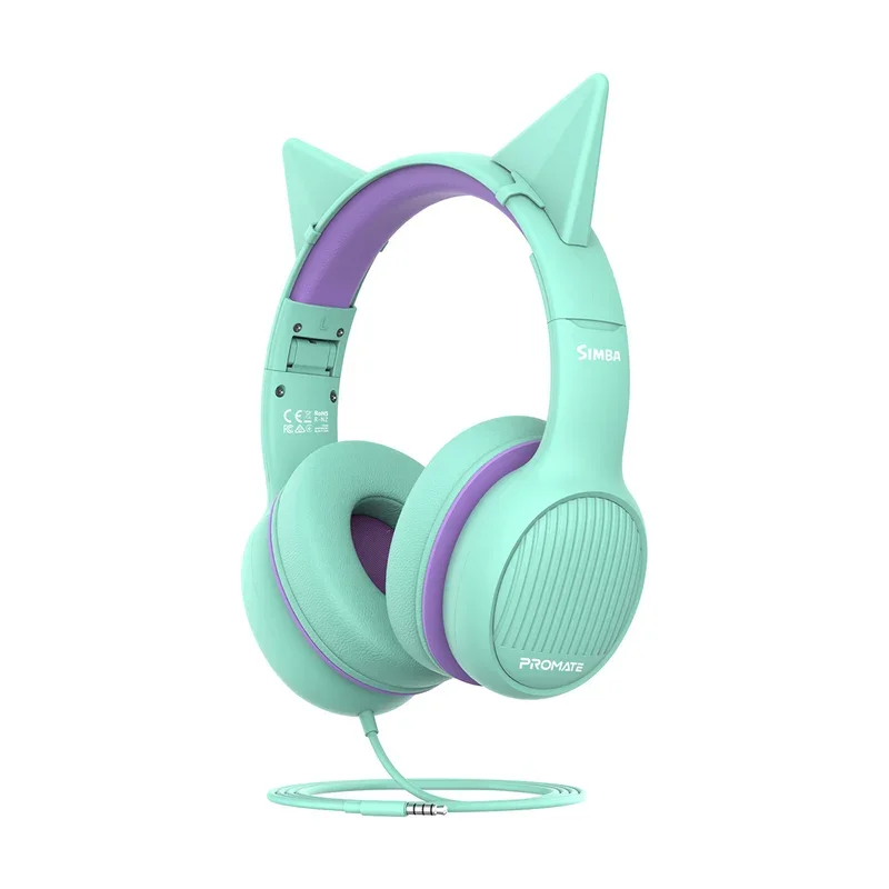 Promate Simba Over-Ear Hi-Definition Wired Headphone Emerald