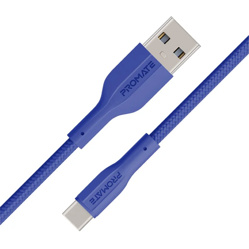 Promate XCord-AC Super Flexible Data and Charge USB-A to USB-C Cable Navy