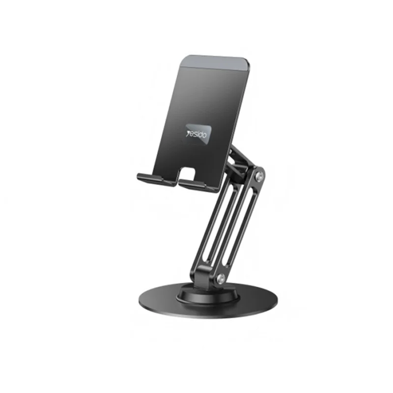 Yesido C300 Aluminum Alloy 360° Rotating Base Adjustable Foldable & Portable Holder for Smartphones and Tablets Black