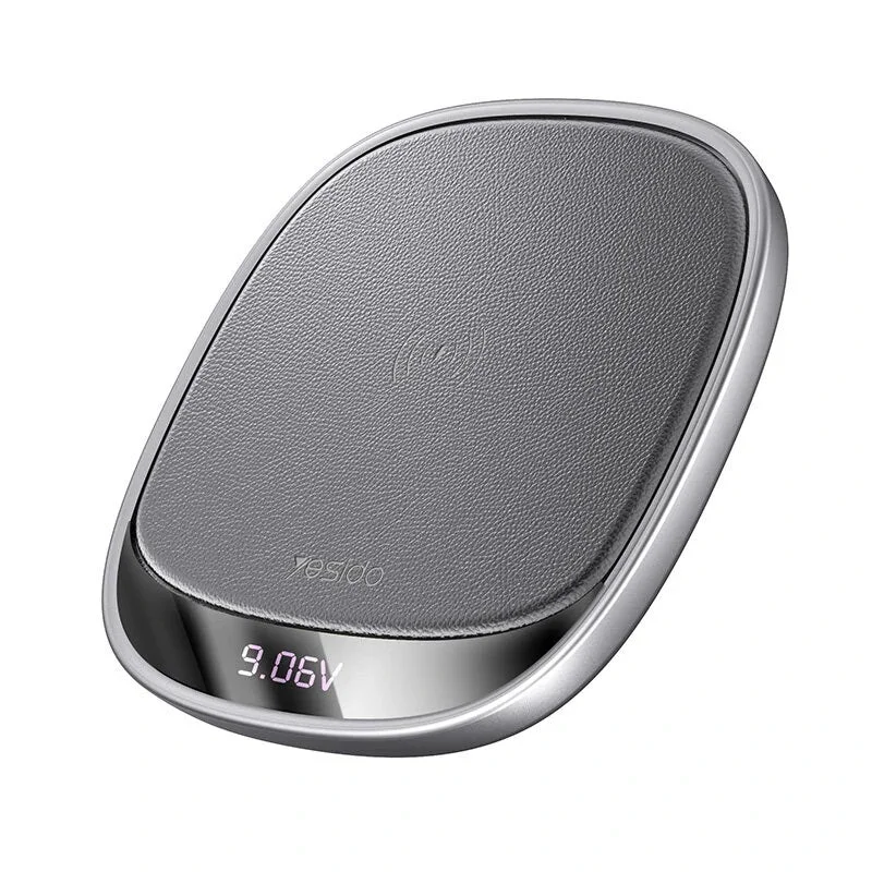 Yesido DS11 15W LED Display Wireless Fast Charger for Qi-Enabled Phones Black