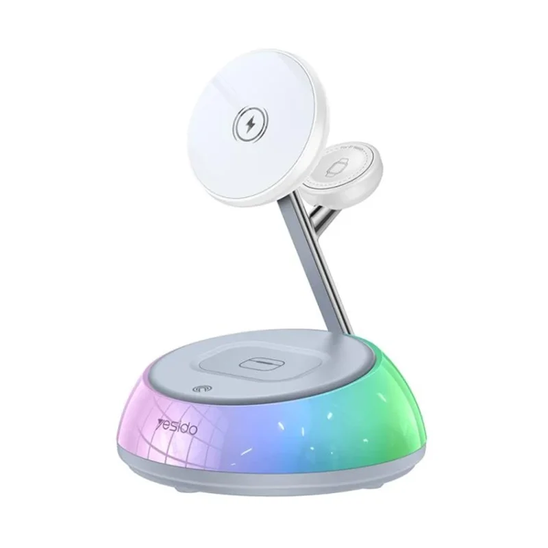 Yesido DS31 3-in-1 Magnetic Wireless Charging Stand with RGB Lights White