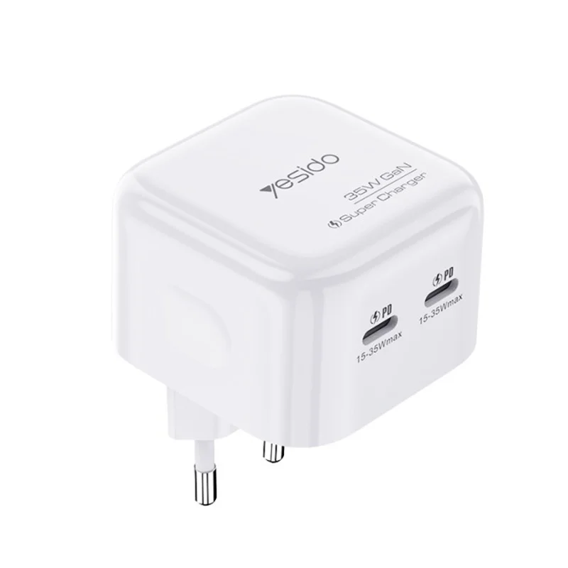 Yesido YC38 35W GaN Dual Type-C Fast Charging Wall Charger EU Plug White