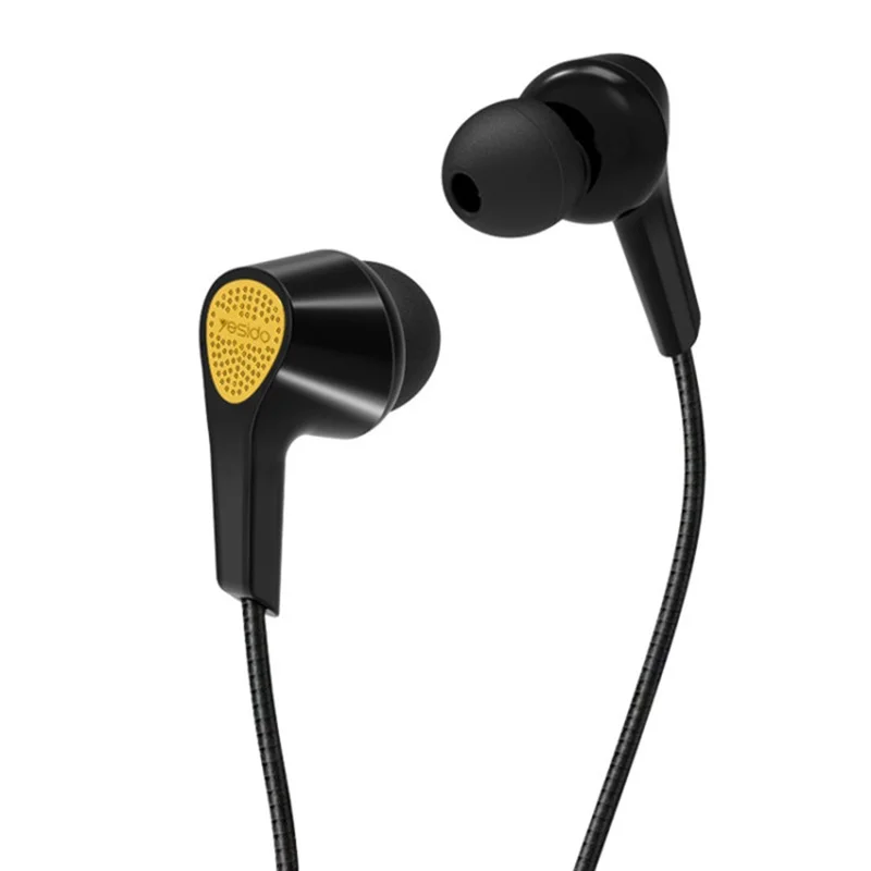 Yesido YH25 3.5mm In-Ear Earphones with Mic, HiFi Stereo Canalphones, Lightweight Sport Earbuds Black